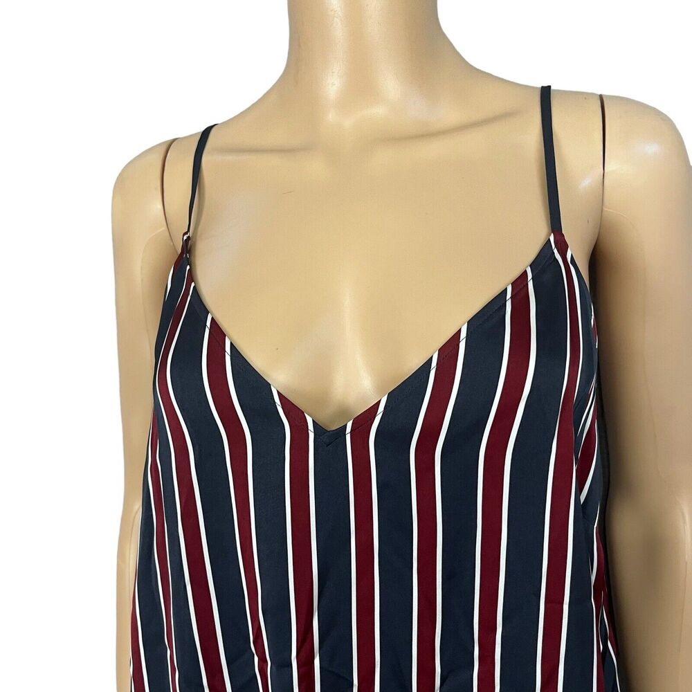 Frame Striped Camisole Tank Top Satin V Neck - Picture 2 of 6